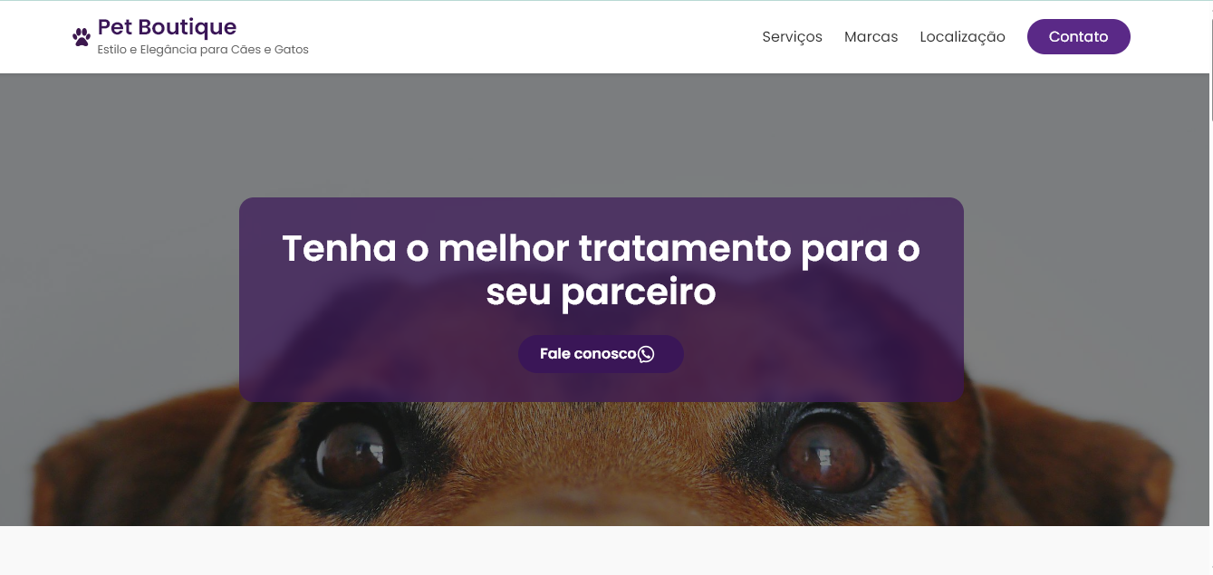 Pet Boutique — website para pet shop